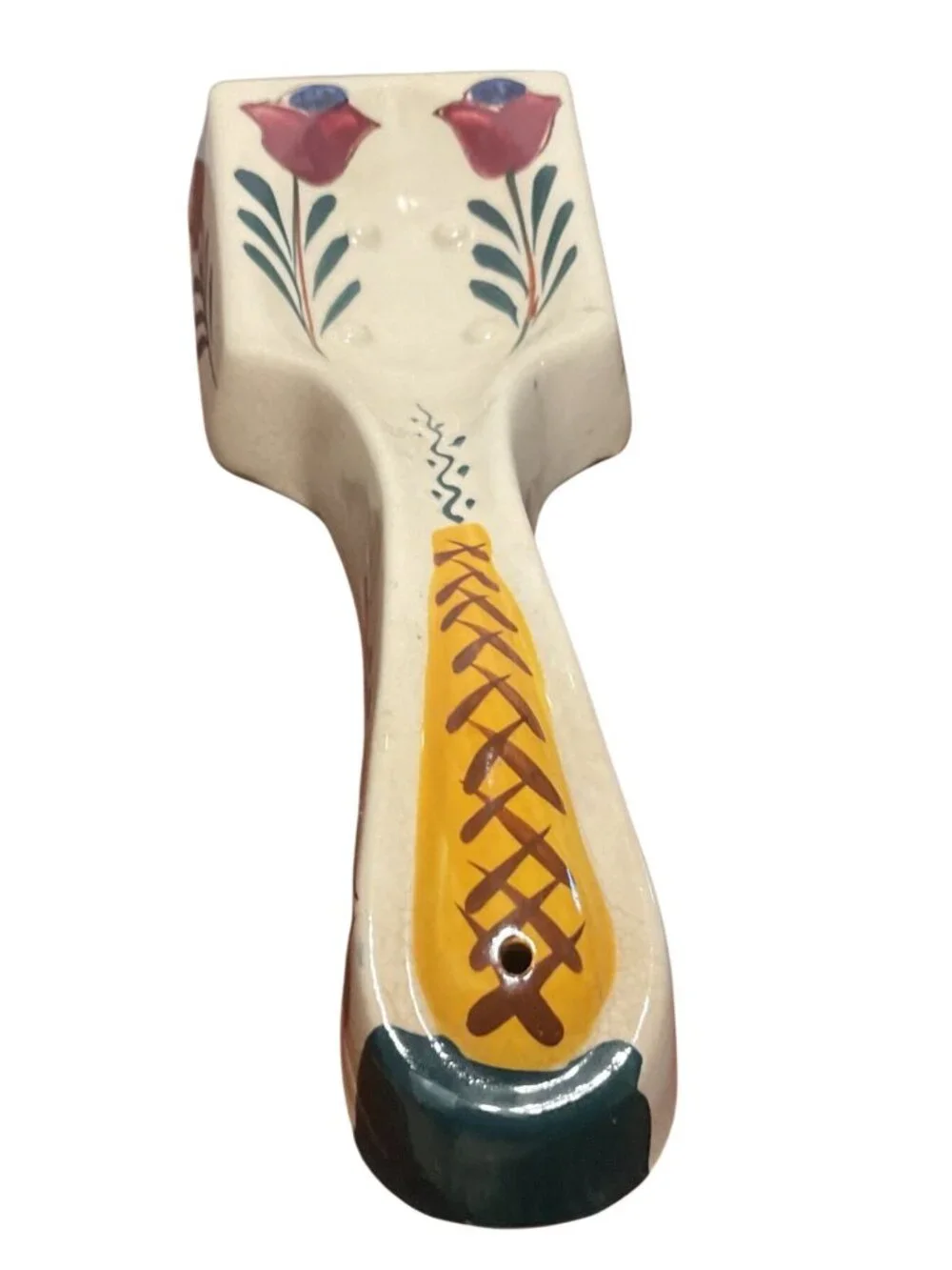 Vtg Hand Painted Ceramic Spoon Rest With Tulip Design Made In Japan 8